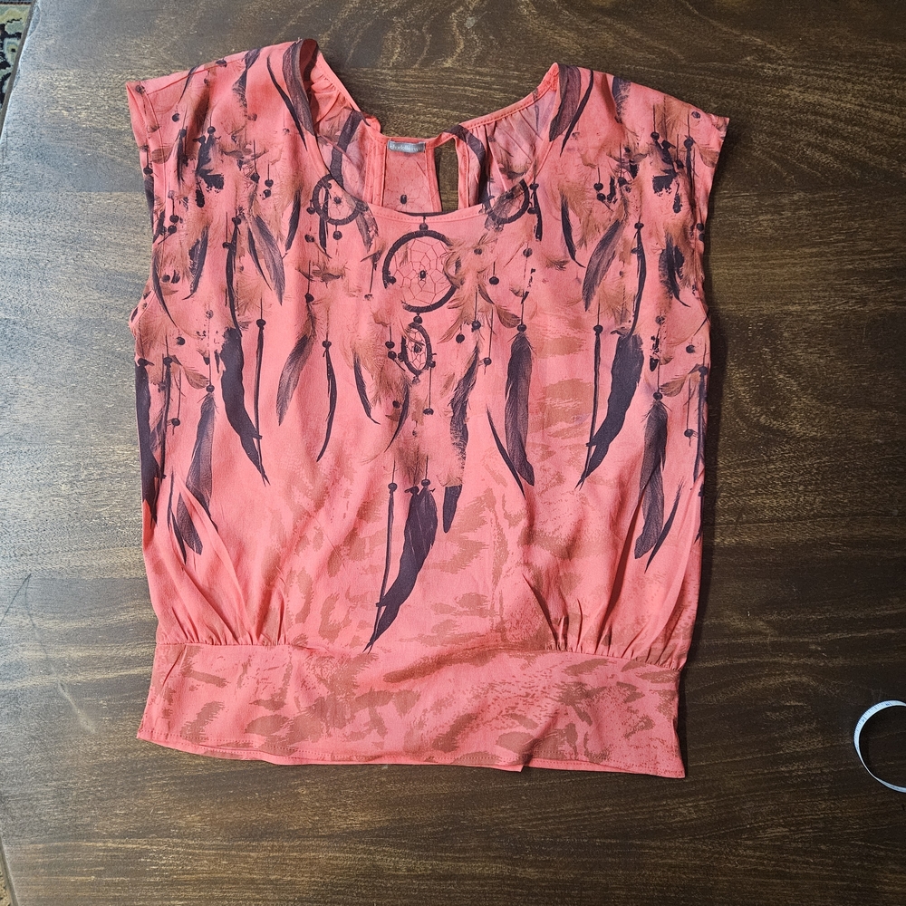 Charlotte Russe Y2K Coral Boho Dreamcatcher Open Back Top - Fits L/XL